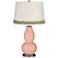 Mellow Coral Double Gourd Table Lamp with Scallop Lace Trim