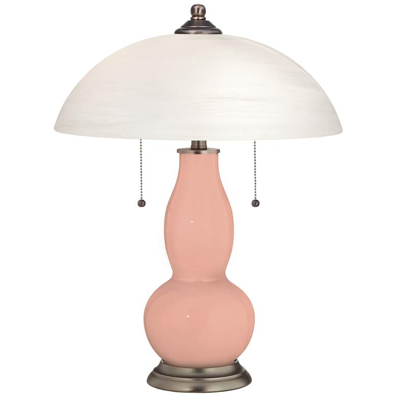 Image 1 Mellow Coral Gourd-Shaped Table Lamp with Alabaster Shade