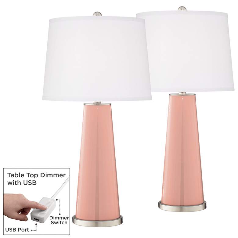 Image 1 Mellow Coral Leo Table Lamp Set of 2 with Dimmers