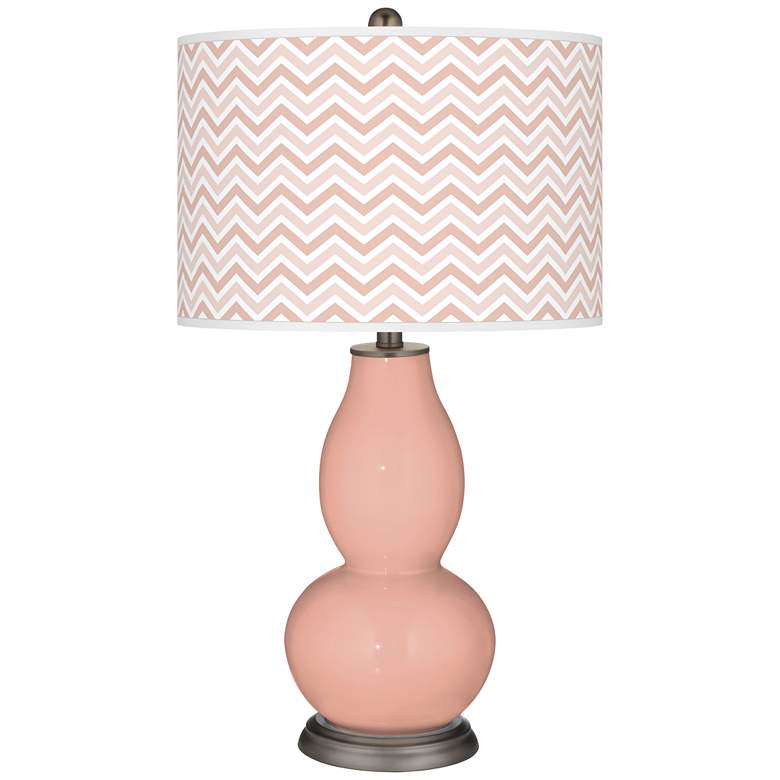 Image 1 Mellow Coral Narrow Zig Zag Double Gourd Table Lamp