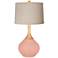 Mellow Coral Natural Linen Drum Shade Wexler Table Lamp