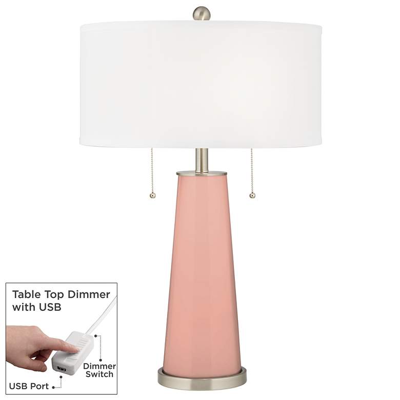Image 1 Mellow Coral Peggy Glass Table Lamp With Dimmer