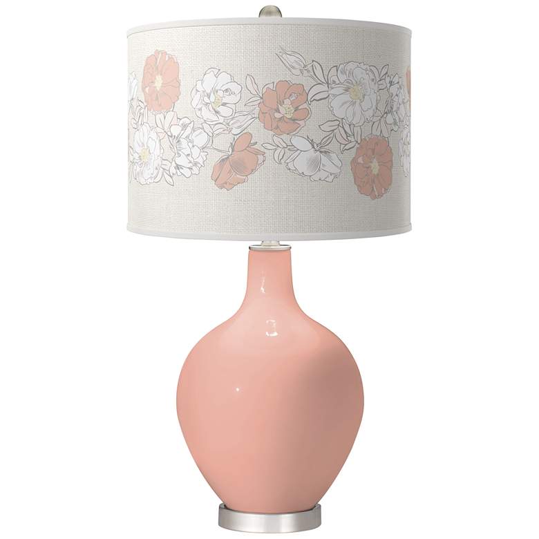 Image 1 Mellow Coral Rose Bouquet Ovo Table Lamp