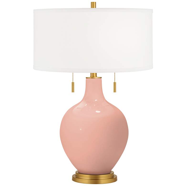 Image 2 Mellow Coral Toby Brass Accents Table Lamp with Dimmer