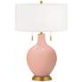 Mellow Coral Toby Brass Accents Table Lamp with Dimmer