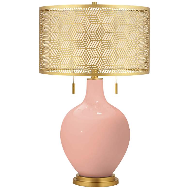 Image 1 Mellow Coral Toby Brass Metal Shade Table Lamp