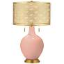 Mellow Coral Toby Brass Metal Shade Table Lamp