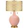 Mellow Coral Toby Brass Metal Shade Table Lamp