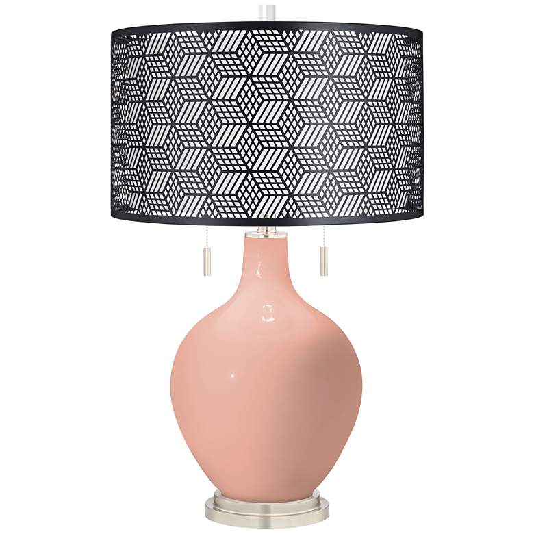 Image 1 Mellow Coral Toby Table Lamp With Black Metal Shade