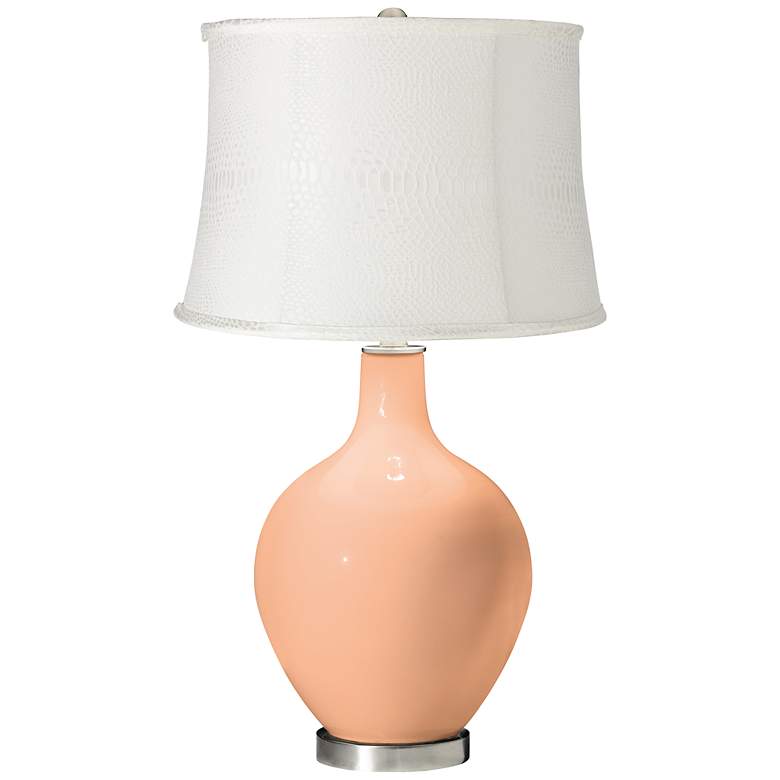 Image 1 Mellow Coral White Snake Shade Ovo Table Lamp