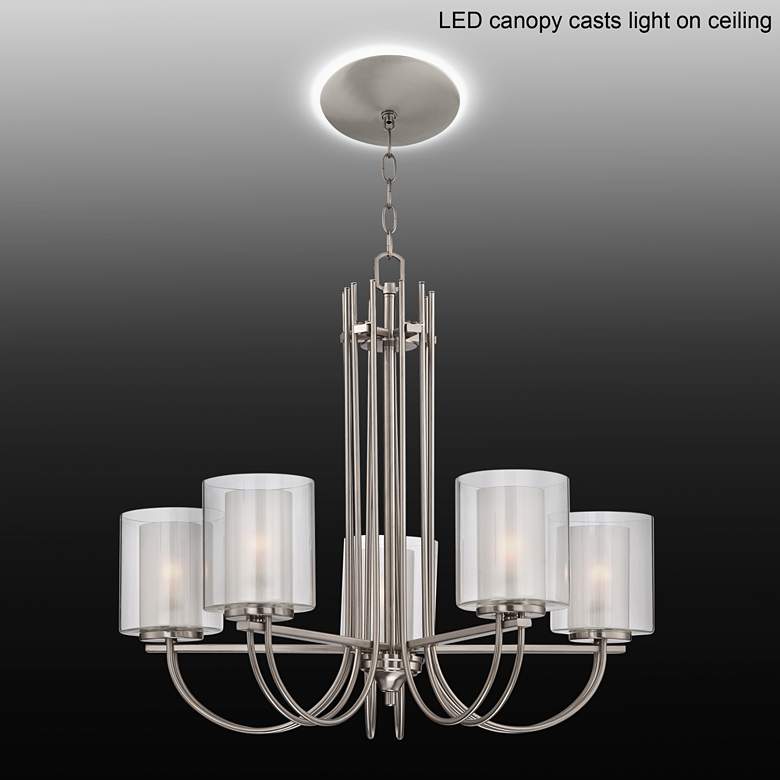 Image 1 Melody 26 3/4 inchW Brushed Nickel Chandelier with LED Canopy