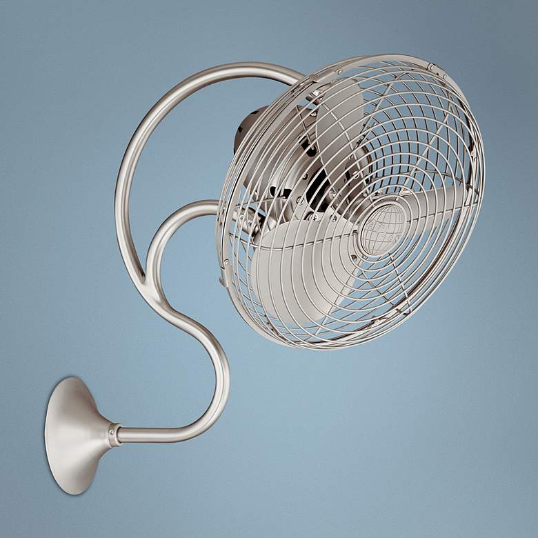 Image 1 Melody Brushed Nickel Finish Caged Wall Mount Fan