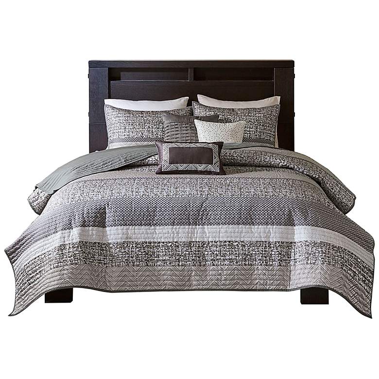 Image 2 Melody Gray Taupe 6-Piece Full/Queen Coverlet Set