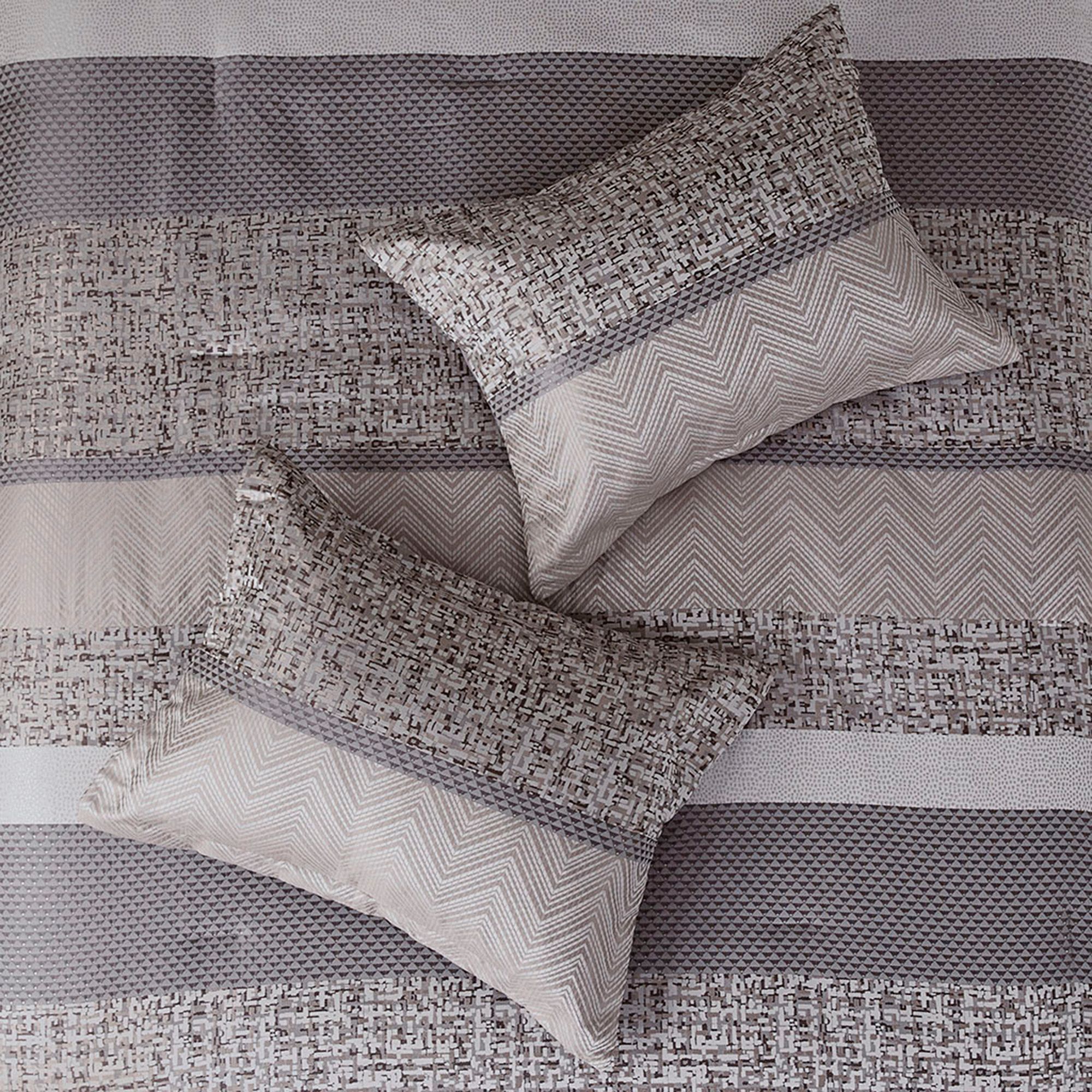 Melody Gray Taupe Striped 7-Piece Cal King Comforter Bed Set