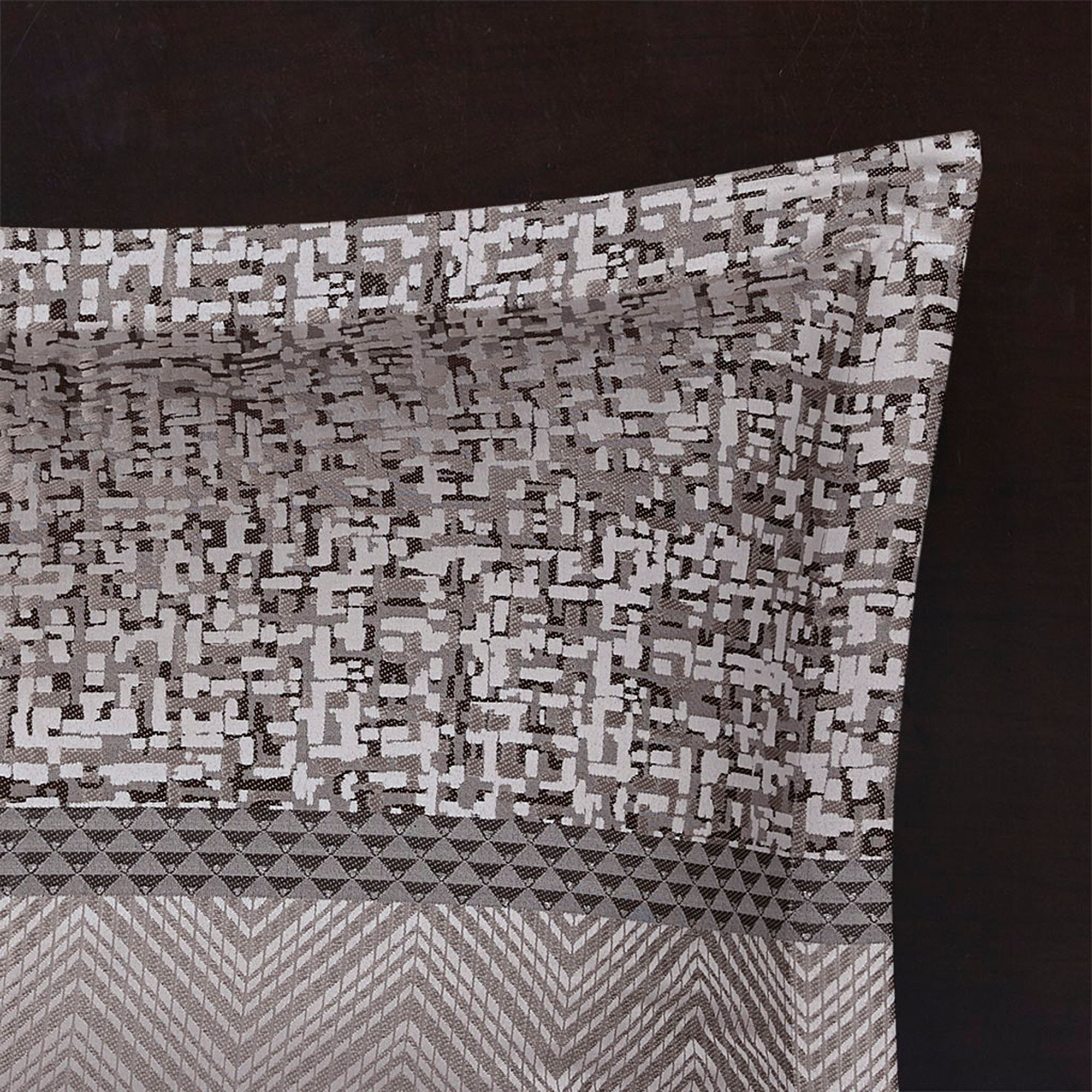 Melody Gray Taupe Striped 7-Piece Cal King Comforter Bed Set