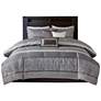 Thumbnail2 of Melody Gray Taupe Striped 7-Piece King Comforter Bed Set