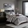 Thumbnail1 of Melody Gray Taupe Striped 7-Piece King Comforter Bed Set