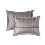 Thumbnail4 of Melody Gray Taupe Striped 7-Piece King Comforter Bed Set more views