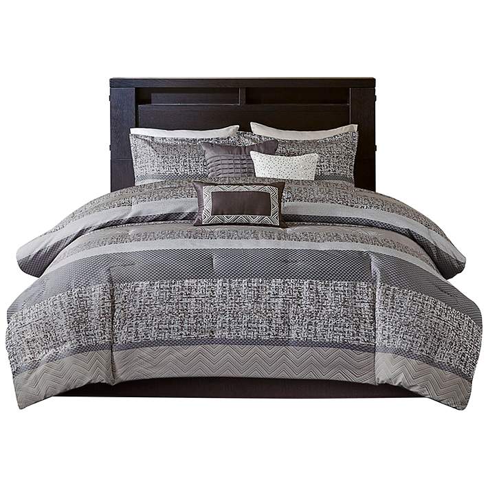 3pc Full/Queen Heathered Stripe Comforter Bedding Set Twilight Taupe -  Hearth & Hand™ with Magnolia