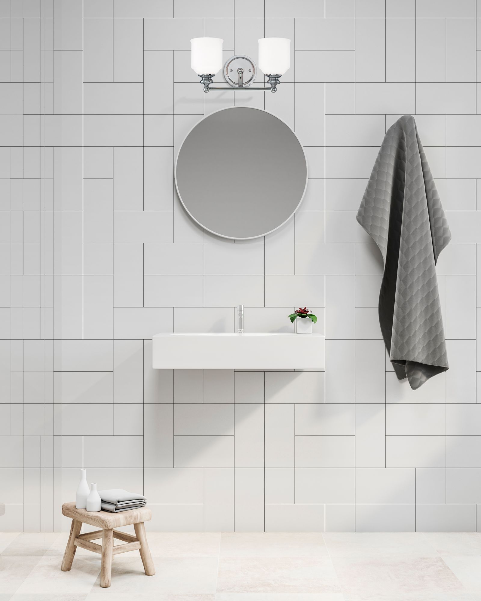 Image 4 Melrose 2-Light Bathroom Vanity Light in Polished Chrome more views