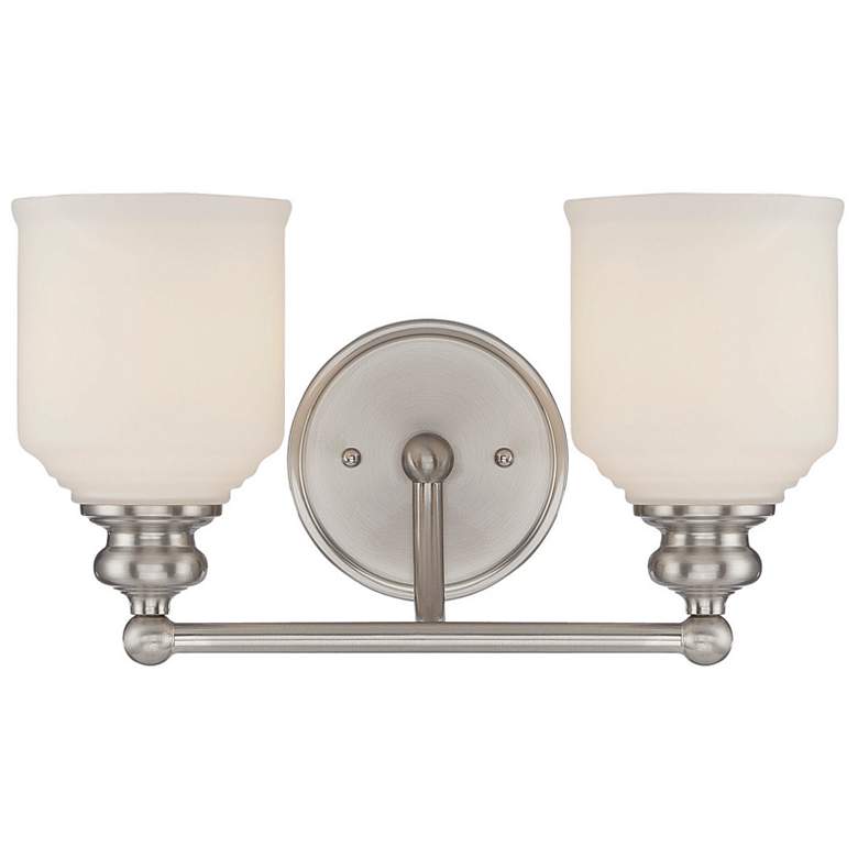 Image 1 Melrose 2-Light Bathroom Vanity Light in Satin Nickel