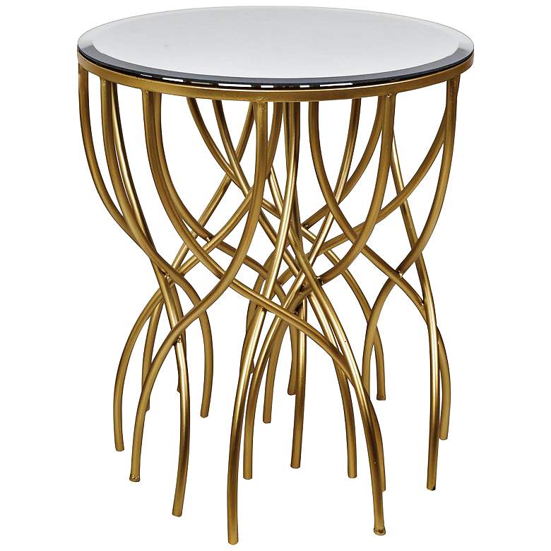 Image 1 Melrose 20 inch Wide Mirror and Gold Squiggly Leg Accent Table