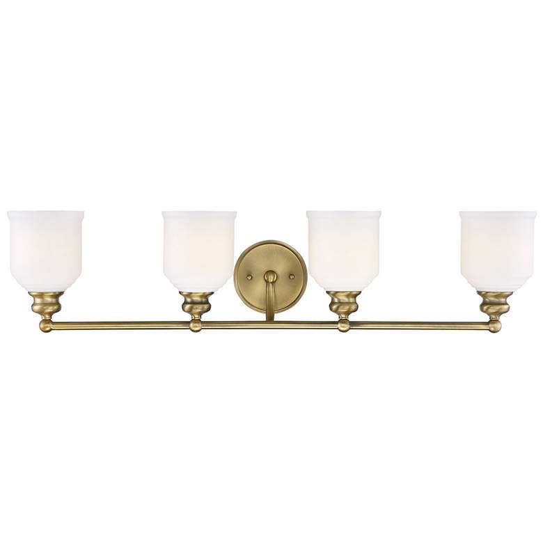 Image 1 Melrose 4-Light Bathroom Vanity Light in Warm Brass