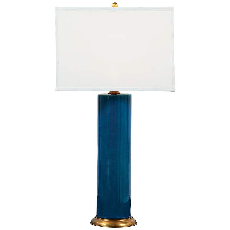 Image 1 Melrose Coastal Modern Turquoise Blue Porcelain Table Lamp