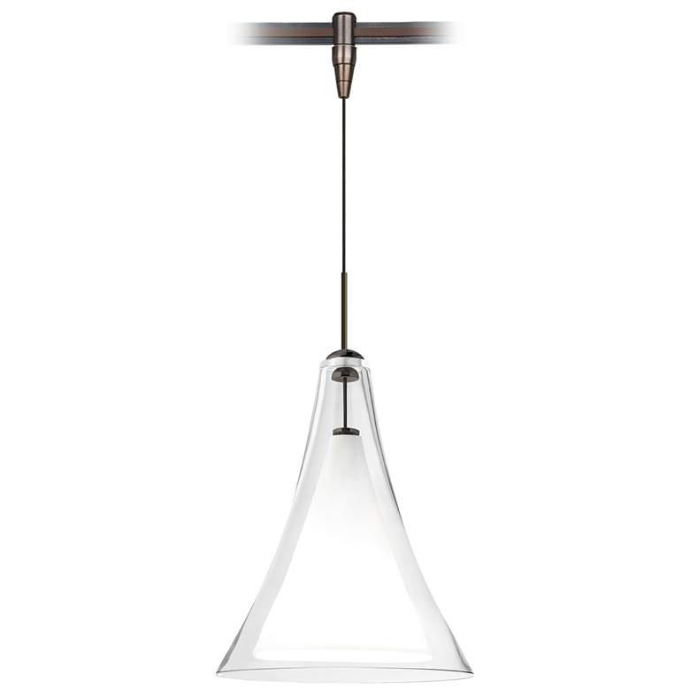 Image 1 Melrose II 7 1/2"W Clear Glass Bronze Monorail Mini Pendant