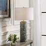 1_Meltdown 28 1/2" Teal and Ivory Ceramic Table Lamp