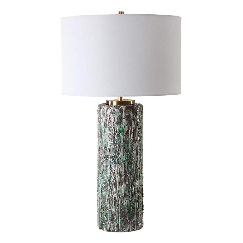 Image 4 Meltdown 28 1/2" Teal and Ivory Ceramic Table Lamp more views