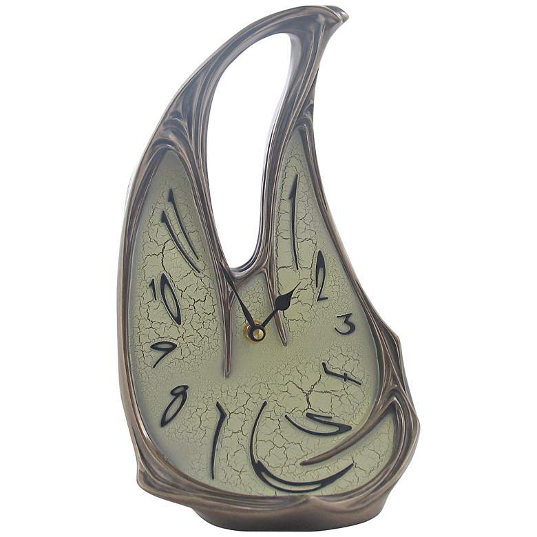 Image 1 Melting Open Top 11 1/4" High Bronze Table Clock