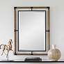 Melville Rust Black Iron Natural Rope 28" x 38" Wall Mirror