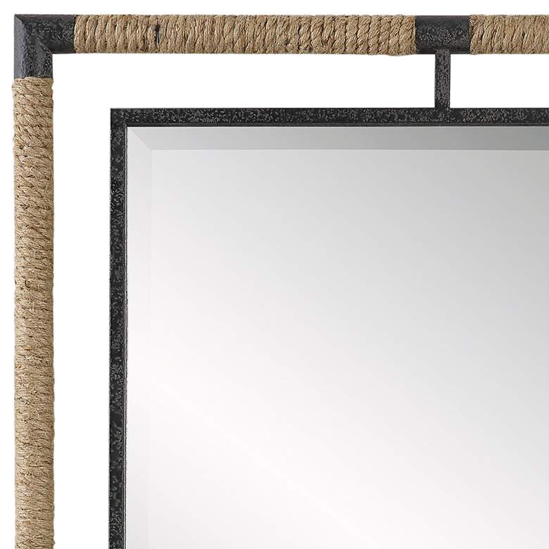 Melville Rust Black Iron Natural Rope 28 inch x 38 inch Wall Mirror more views