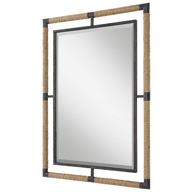 Image 4 Melville Rust Black Iron Natural Rope 28 inch x 38 inch Wall Mirror more views