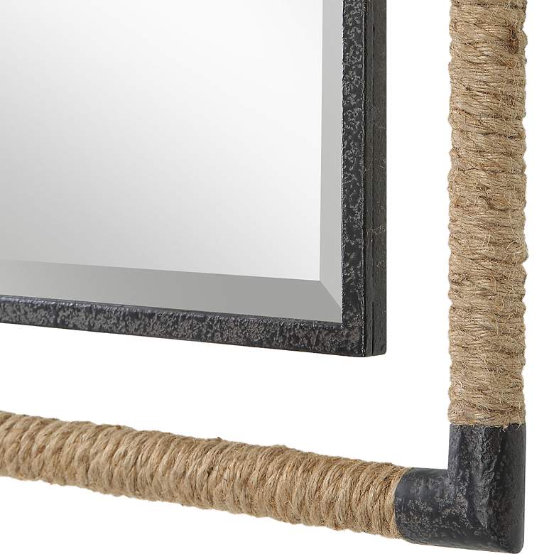 Image 5 Melville Rust Black Iron Natural Rope 28 inch x 38 inch Wall Mirror more views