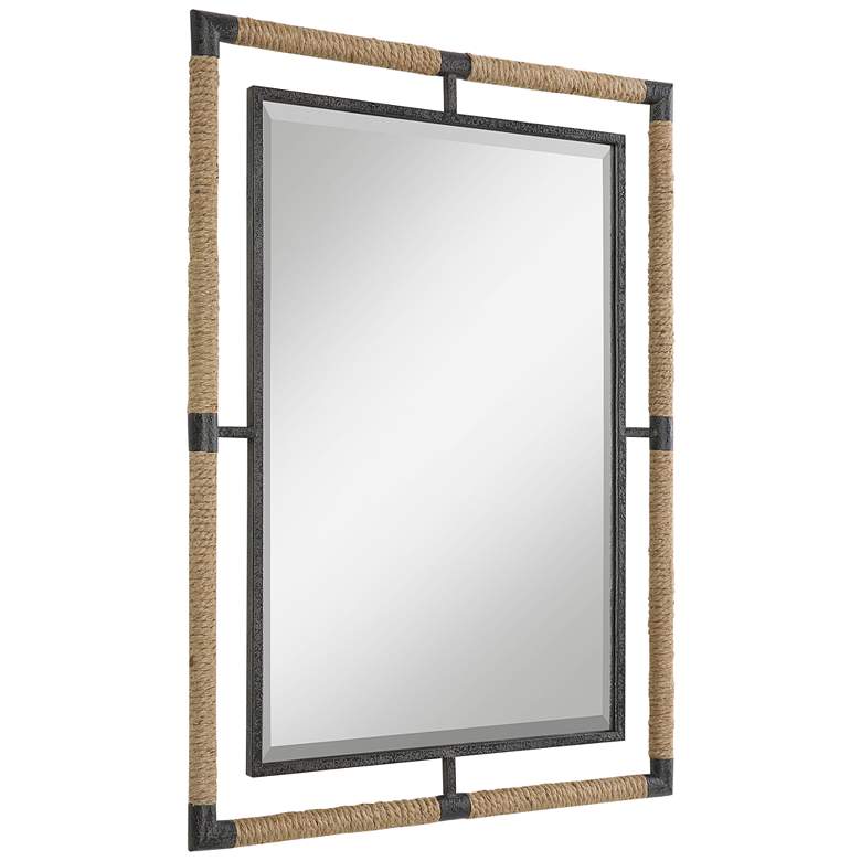Image 6 Melville Rust Black Iron Natural Rope 28 inch x 38 inch Wall Mirror more views