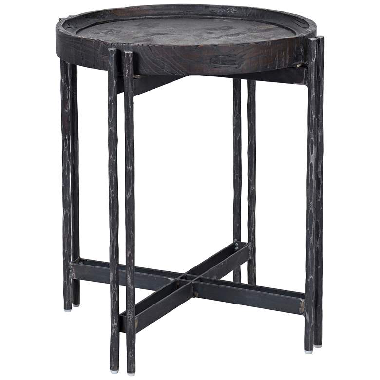 Image 1 Melvin 20 inch Wide Iron and Stone Industrial End Table