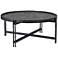 Melvin Black Iron and Wood Round Coffee Table
