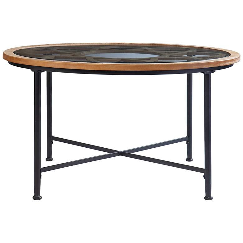 Image 3 Melvoir 32 1/2" Wide Black Round Glass-Top Cocktail Table more views