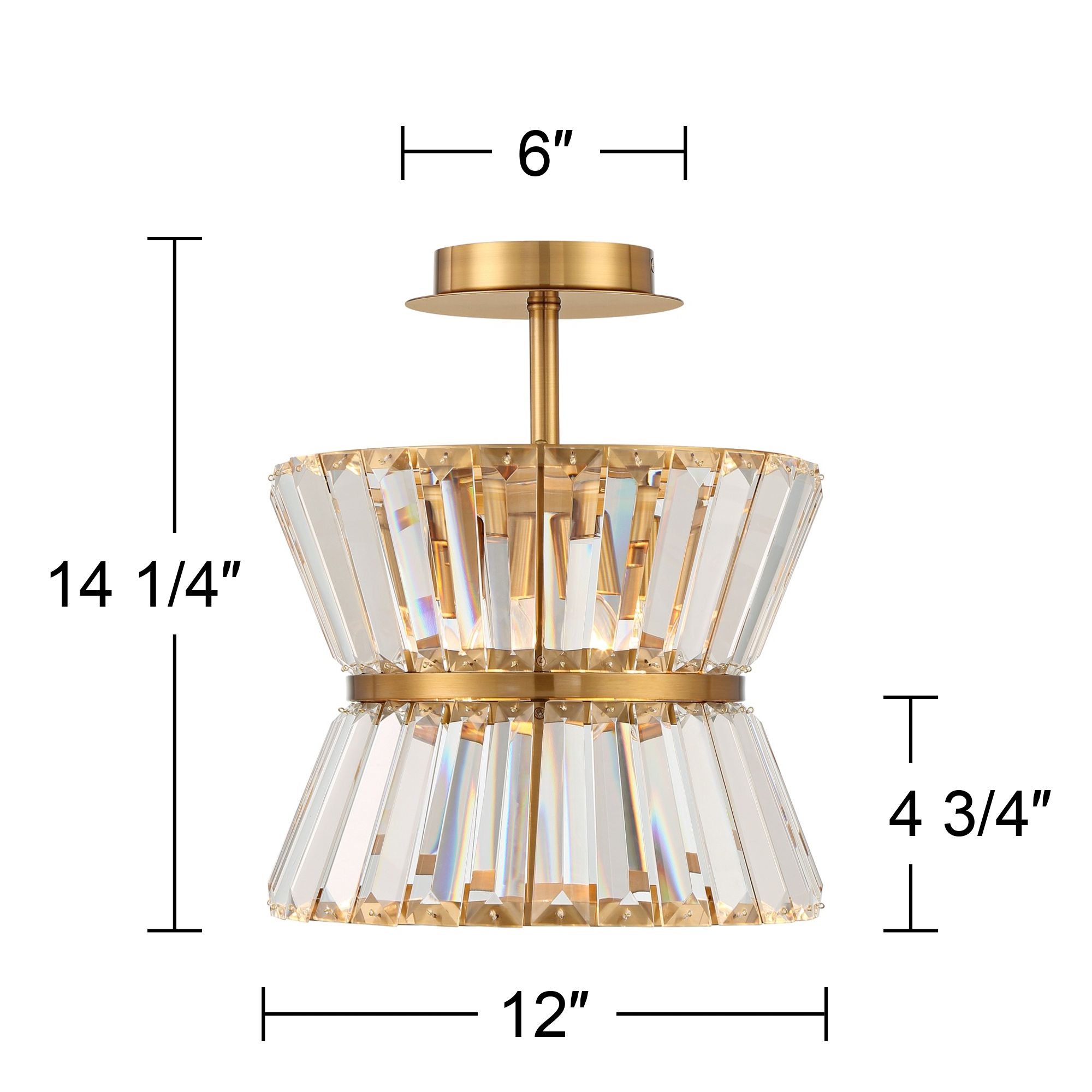 Melwick 12" Wide Soft Gold Crystal 3Light Ceiling Light 299P1 Lamps Plus