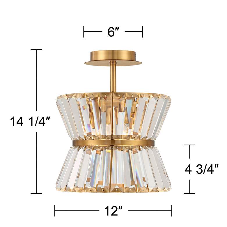 Image 7 Melwick 12 inch Wide Soft Gold Crystal 3-Light Ceiling Light more views