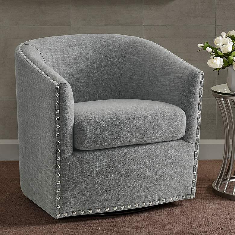 Image 1 Memo Gray Fabric Swivel Lounge Chair