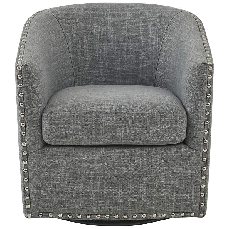 Image 7 Memo Gray Fabric Swivel Lounge Chair more views
