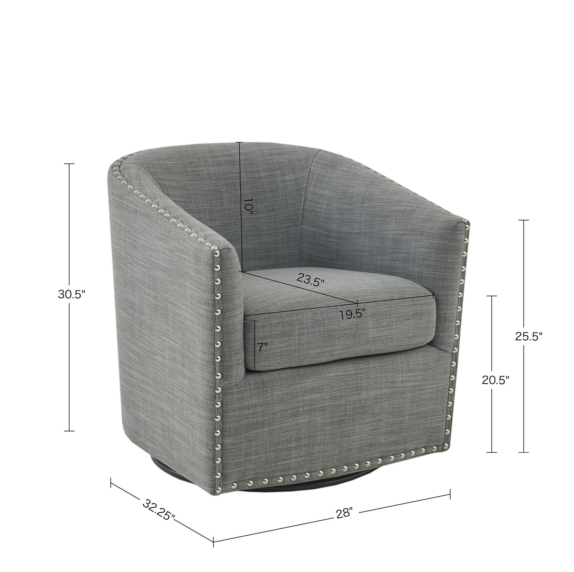 Memo Gray Fabric Swivel Lounge Chair