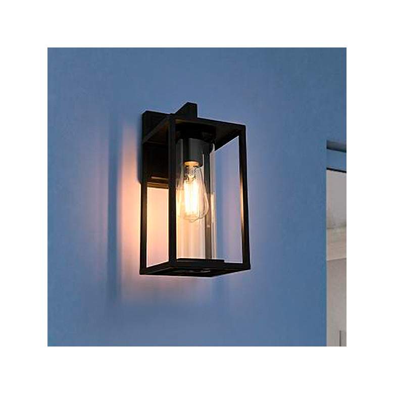 Image 1 Memphis 13 1/2" High Black Outdoor Wall Light