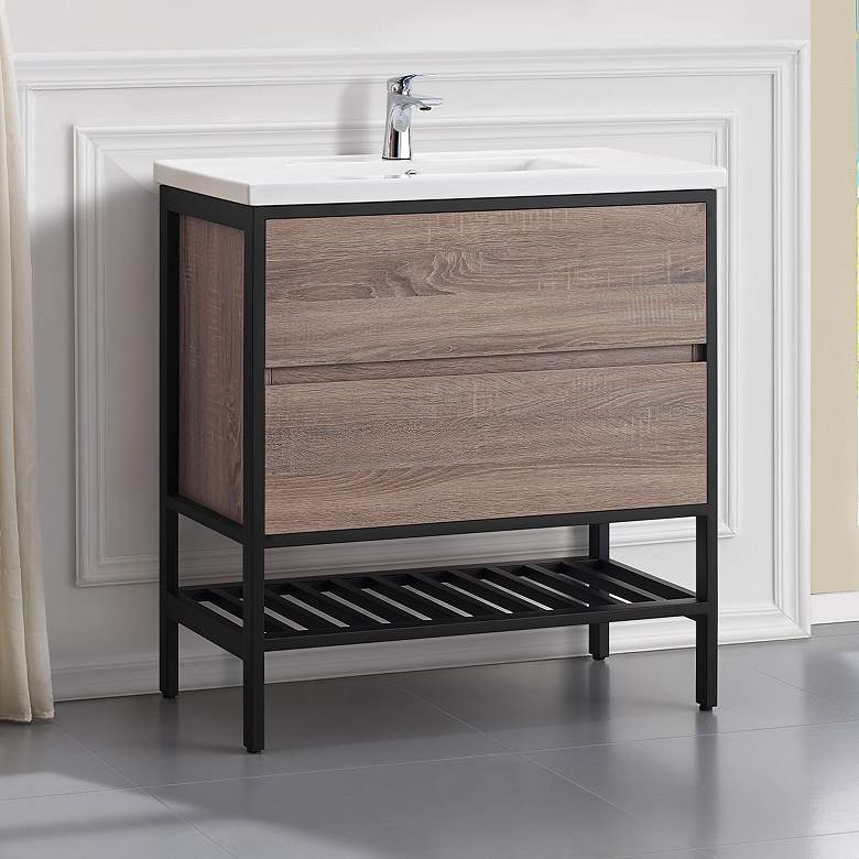 Image 1 Memphis 32" Wide Taupe 2-Drawer Single Sink Vanity