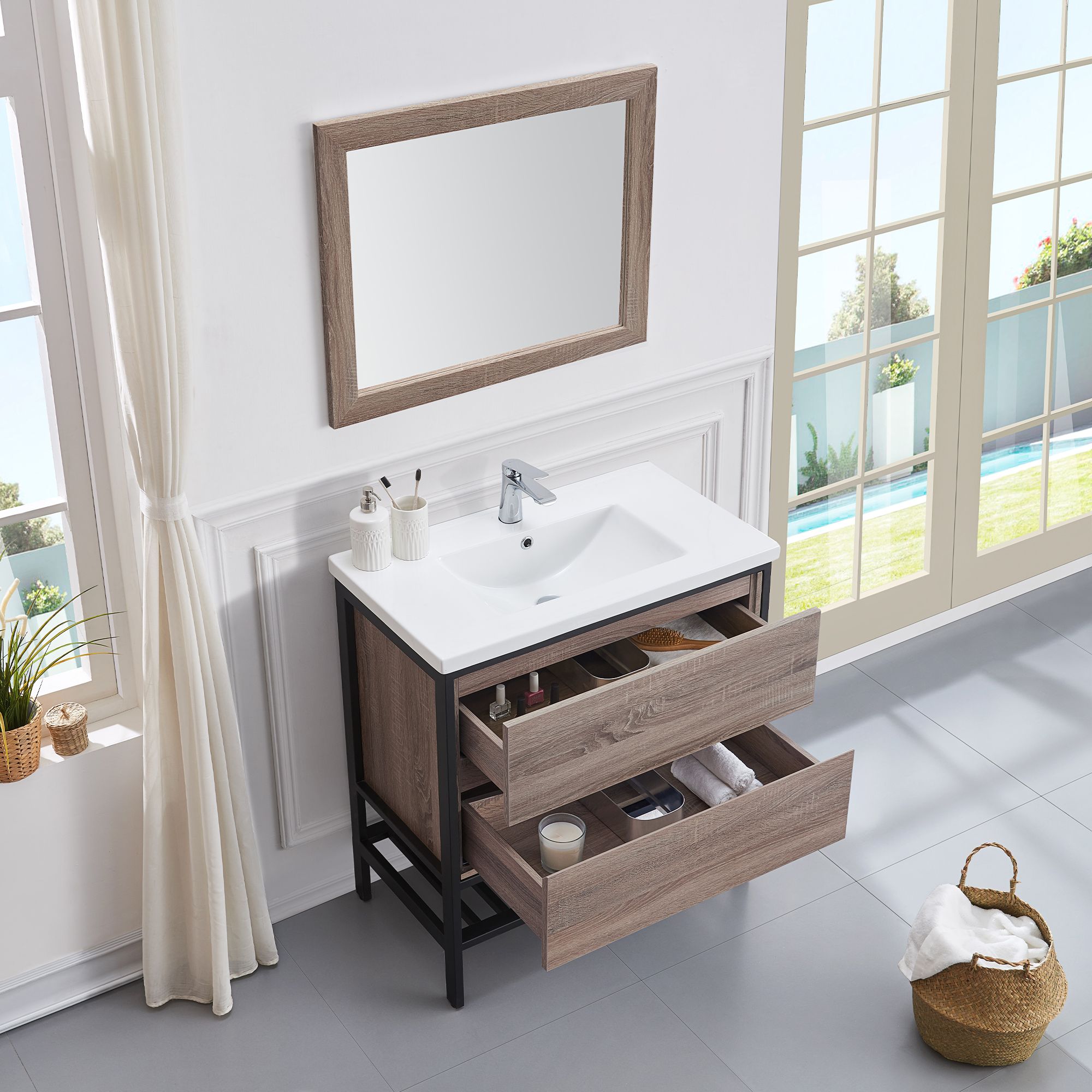 Memphis 32" Wide Taupe 2-Drawer Single Sink Vanity - #97R33 | Lamps Plus