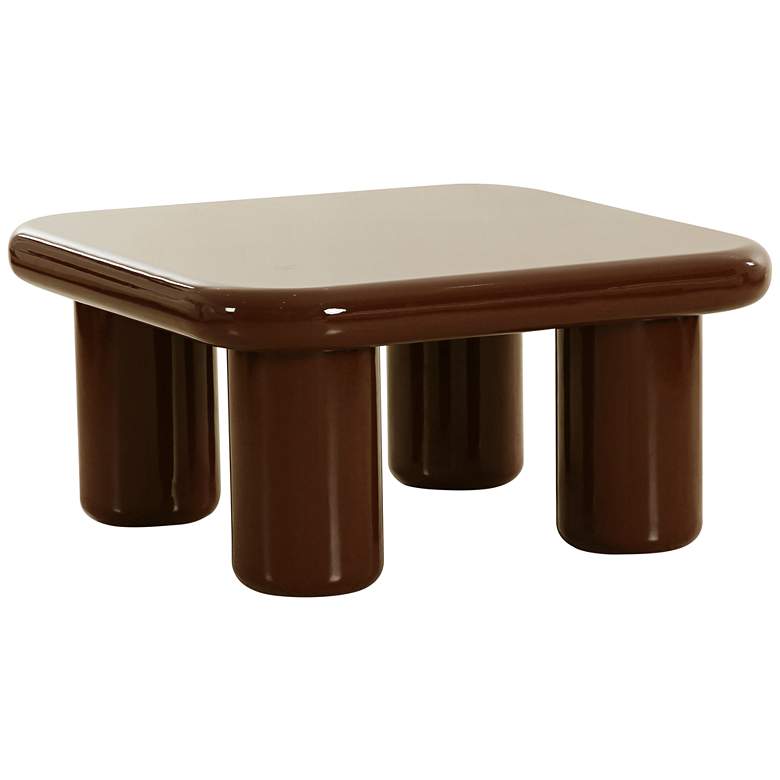 Image 3 Memphis 33 1/2"W Gloss Chocolate Brown Square Coffee Table