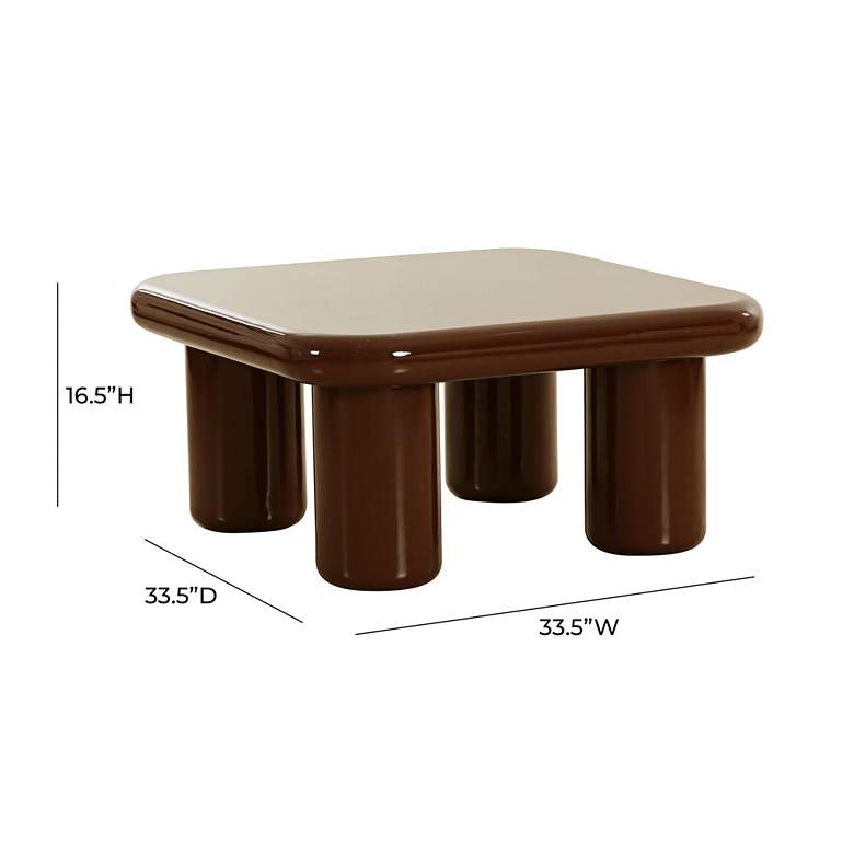 Image 7 Memphis 33 1/2"W Gloss Chocolate Brown Square Coffee Table more views